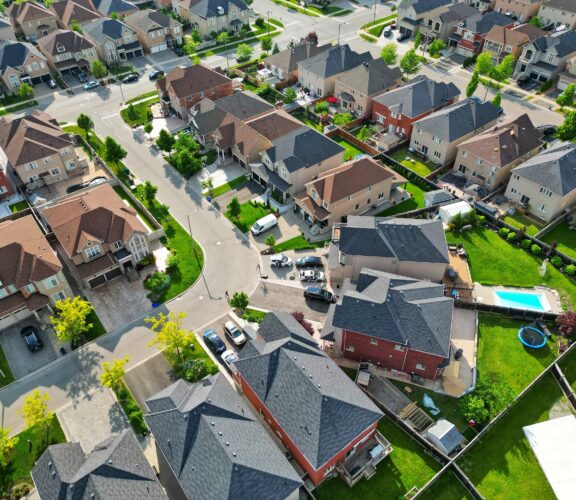 Aerial view of residential neighbourhood