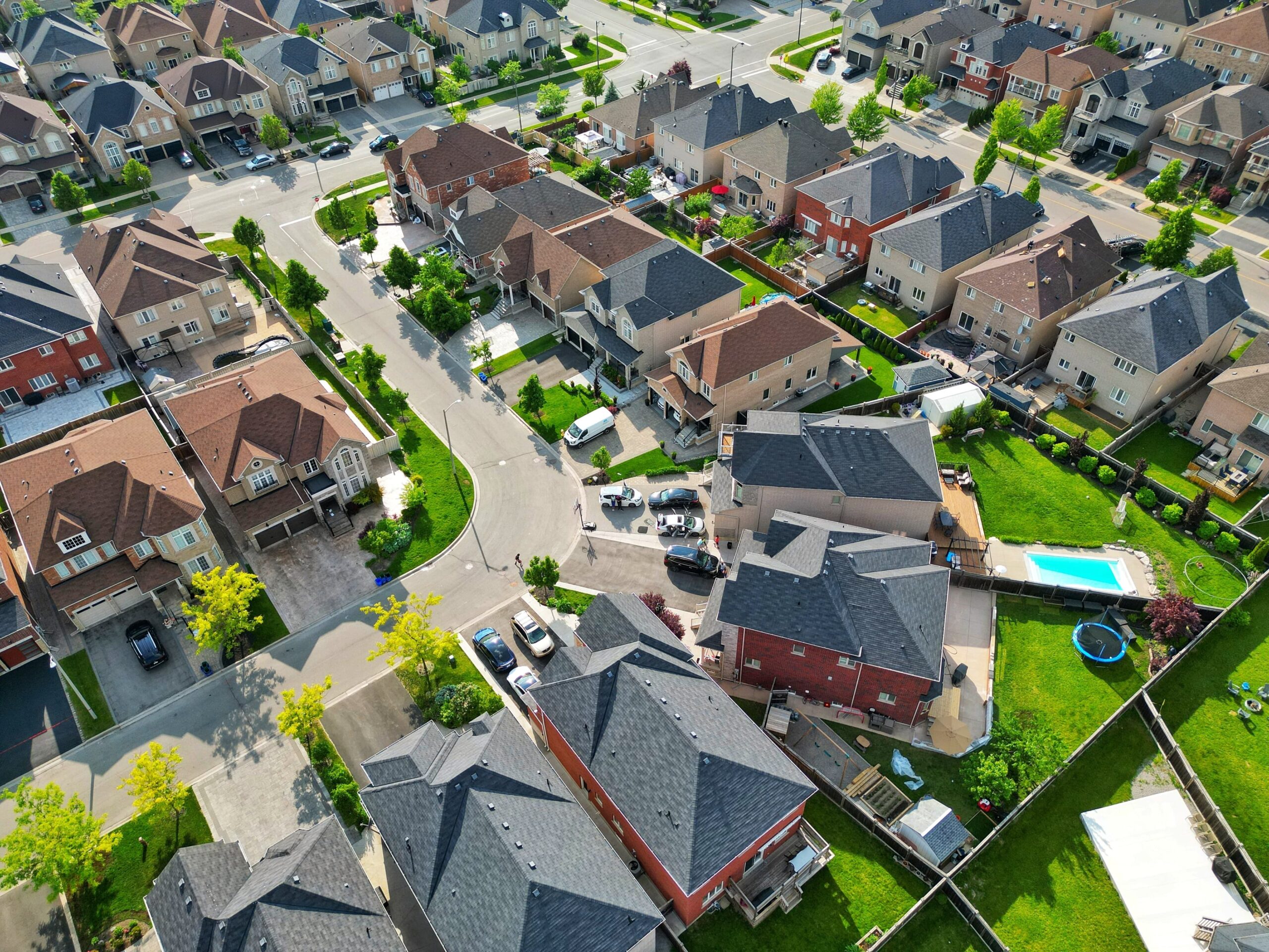 Aerial view of residential neighbourhood